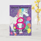 Carte d'anniversaire licorne pour fille de 8 ans (Fleur jaune)