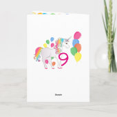 Carte d'anniversaire licorne pour fille de 9 ans (Dos)