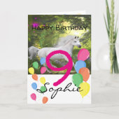 Carte d'anniversaire licorne pour fille de 9 ans (Devant)