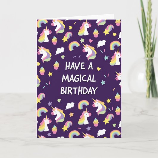 Carte d'anniversaire Licorne pour Filles (Devant)