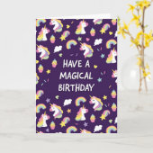 Carte d'anniversaire Licorne pour Filles (Fleur jaune)