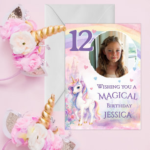 Carte d'anniversaire Licorne Une Photo 12 ans
