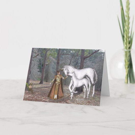 Carte d'anniversaire - Licornes & Fée (Devant)