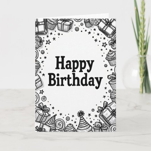 Carte d'anniversaire Linework (Devant)