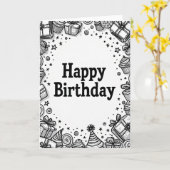 Carte d'anniversaire Linework (Fleur jaune)