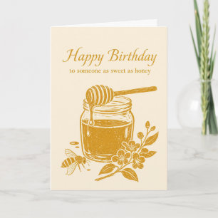 Carte d'anniversaire linogravure Pot à miel Apicul