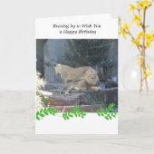 Carte d'anniversaire Lion dans l'antre (Fleur jaune)
