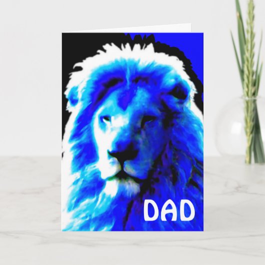Carte d'anniversaire Lion Head Blue "DAD" (Devant)