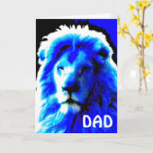 Carte d'anniversaire Lion Head Blue "DAD" (Fleur jaune)