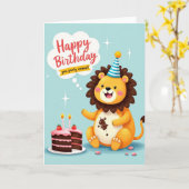 Carte d'anniversaire Lion Joyeux (Fleur jaune)