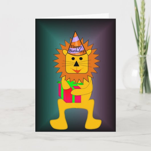 Carte d'anniversaire Lion pour enfants (Devant)