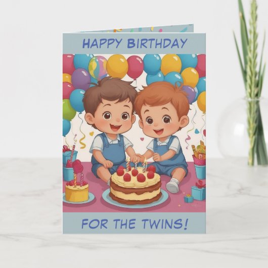 Carte d'anniversaire Little Twin Boys (Devant)