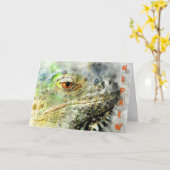 Carte d'anniversaire Lizard Aquarelle (Fleur jaune)