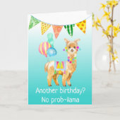 Carte d'anniversaire Llama Alpaca No Prob-llama (Fleur jaune)