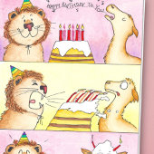 Carte d'anniversaire Llama contre Lion