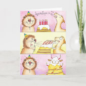 Carte d'anniversaire Llama contre Lion (Devant)