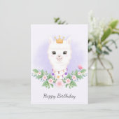 Carte d'anniversaire Llama et bouquet aquarelle (Debout devant)