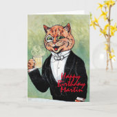 Carte d'anniversaire Louis Wain Cat pour homme per (Fleur jaune)