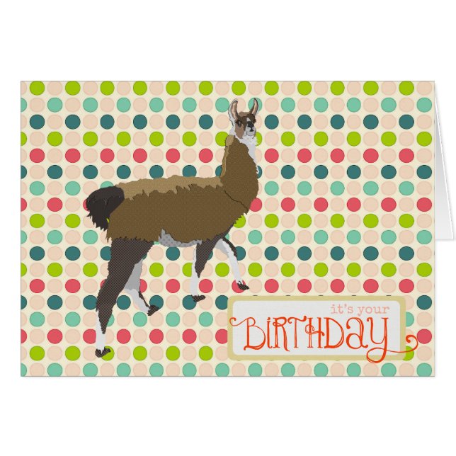 Carte d'anniversaire Lucky Llama (Devant horizontal)