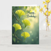 Carte d'anniversaire Luminous Leaf (Fleur jaune)