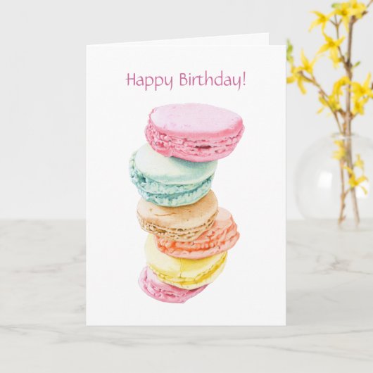 Carte d'anniversaire Macarons (Fleur jaune)
