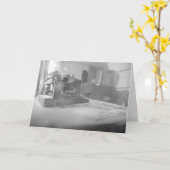 Carte d'anniversaire "Machine à écrire de la gare  (Fleur jaune)