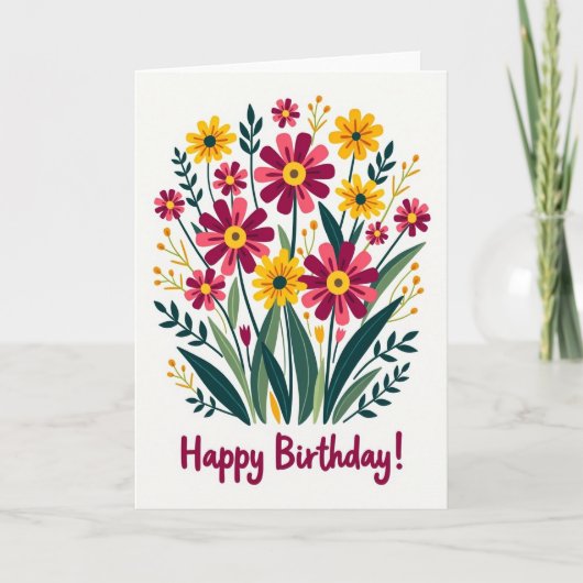 Carte d'anniversaire Magenta Bloom (Devant)