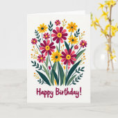 Carte d'anniversaire Magenta Bloom (Fleur jaune)