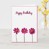 Carte d'anniversaire Magenta Script (Fleur jaune)