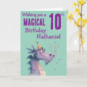 Carte d'anniversaire Magic Dragon 10 ans (Fleur jaune)