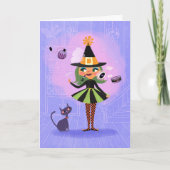 Carte d'anniversaire Magic Witch Green Hair (Devant)