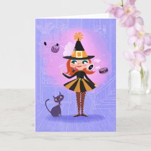 Carte d'anniversaire Magic Witch Redhead