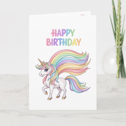 Carte d'anniversaire magique Licorne (Devant)