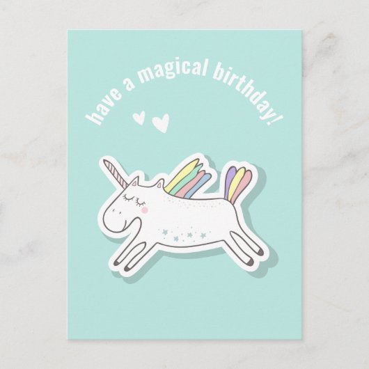 Carte d'anniversaire magique - Licorne pour enfant (Devant)