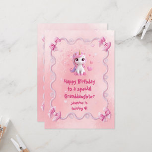 Carte d'anniversaire magique Licorne Rose Mignonne