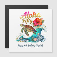Carte d'anniversaire magnétique 50e Tropical Ocean