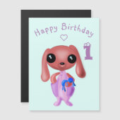Carte d'anniversaire magnétique bébé avec un migno (Devant / Derrière)