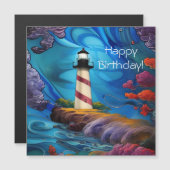 Carte d'anniversaire magnétique de Lighthouse Poin (Devant / Derrière)