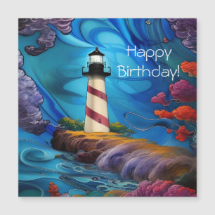 Carte d'anniversaire magnétique Lighthouse Point