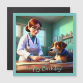 Carte d'anniversaire magnétique pour femme vétérin (Devant / Derrière)