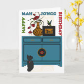 Carte d'anniversaire Mah Jongg (Fleur jaune)