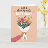 Carte d'anniversaire Main Tenant des Fleurs (Fleur jaune)