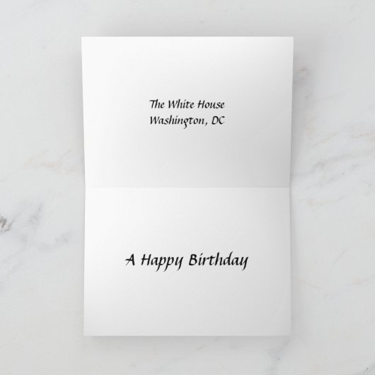 Carte d'anniversaire - Maison Blanche, Washington, (Intérieur)