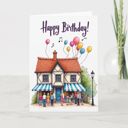 Carte d'anniversaire Maison Fantaisiste (Devant)