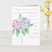 Carte d'anniversaire maman - aquarelle hydrangea (Fleur jaune)