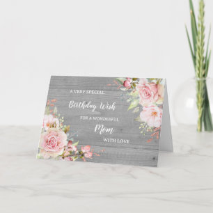 Carte d'anniversaire maman Fleurs roses