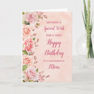Carte d'anniversaire maman Fleurs roses