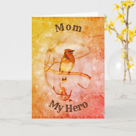 Carte d'anniversaire Maman Mon Héros cire (Fleur jaune)