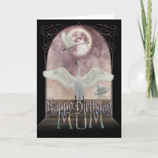 Carte d'anniversaire maman - Swans (Devant)