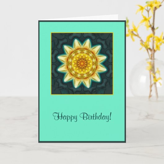 Carte d'anniversaire Mandala Flower Soft (Fleur jaune)